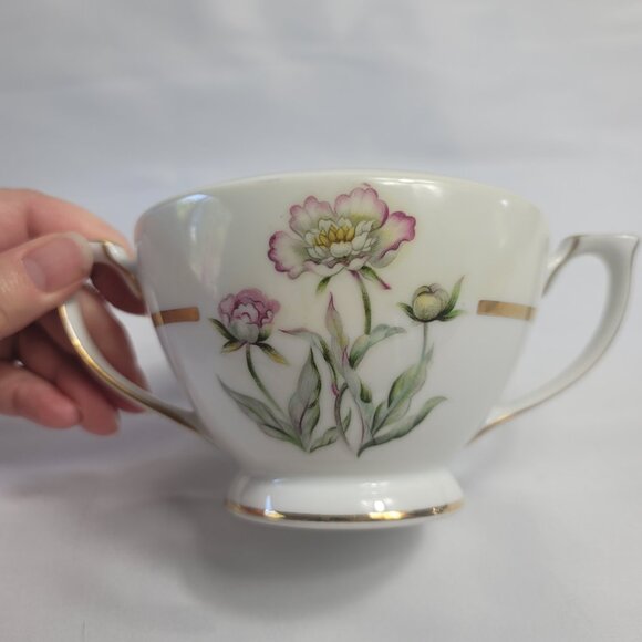 Mikado Harmony Sugar Bowl with Lid Cream Rim Pink Floral Center - Picture 14 of 15